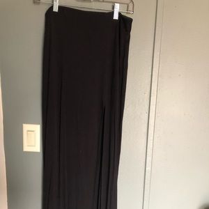 Black cotton maxi skirt with slit
